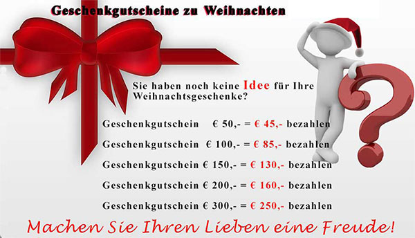 Verschenken Sie einen Gutschein an Familie, Freunde und Geschäftspartner!